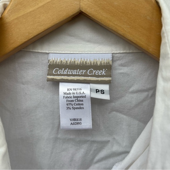 Coldwater Creek White Collared Ruffled Front Wrap Blouse - Picture 3 of 6